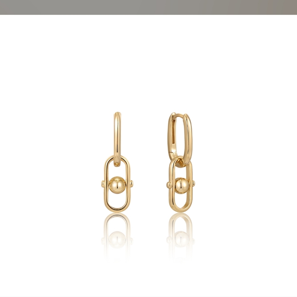 Ania Haie Orb Link Drop Earrings Gold-Plated Sterling Silver ONE EARING ONLY New